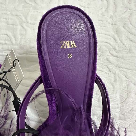 feathered high heel sandals